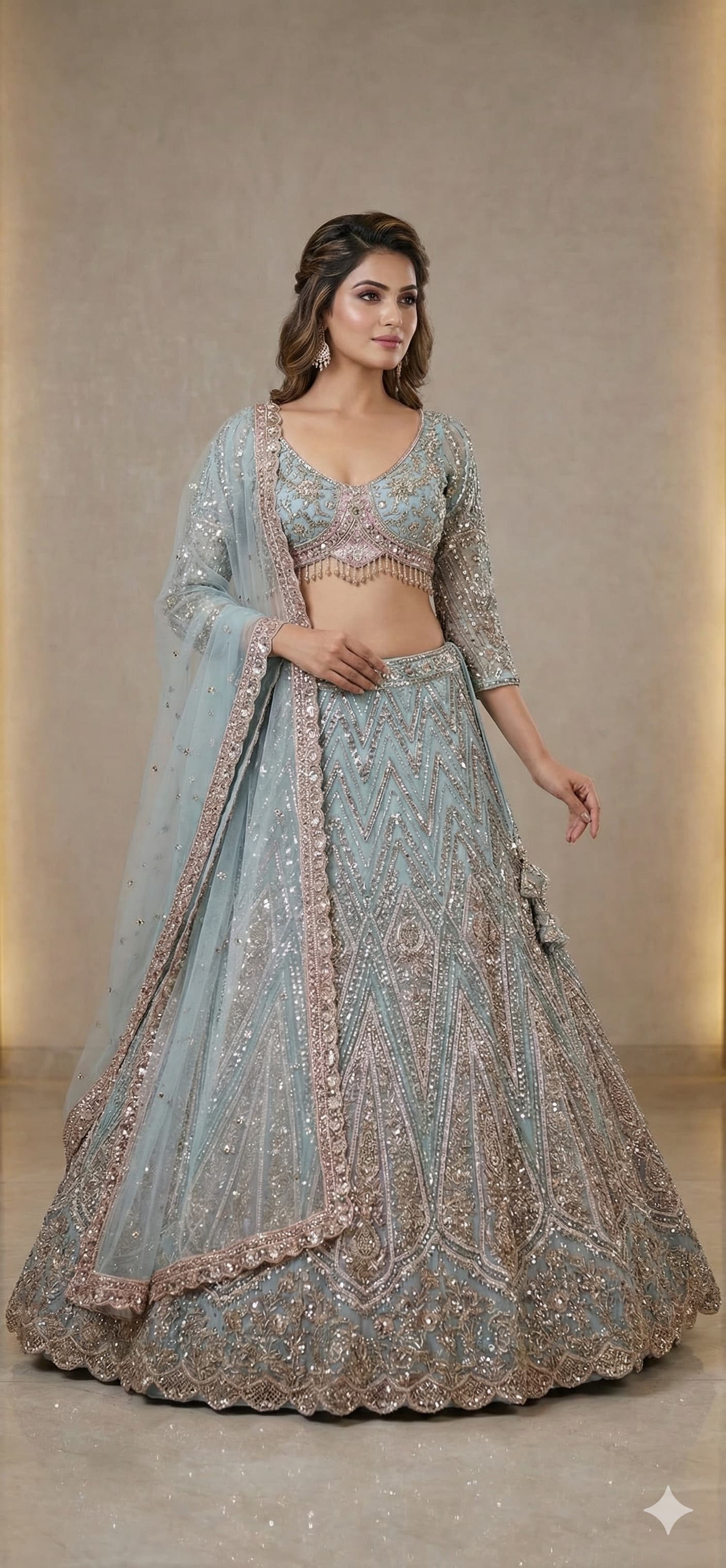 Golden pink Crop Top Lehenga - Shopping World