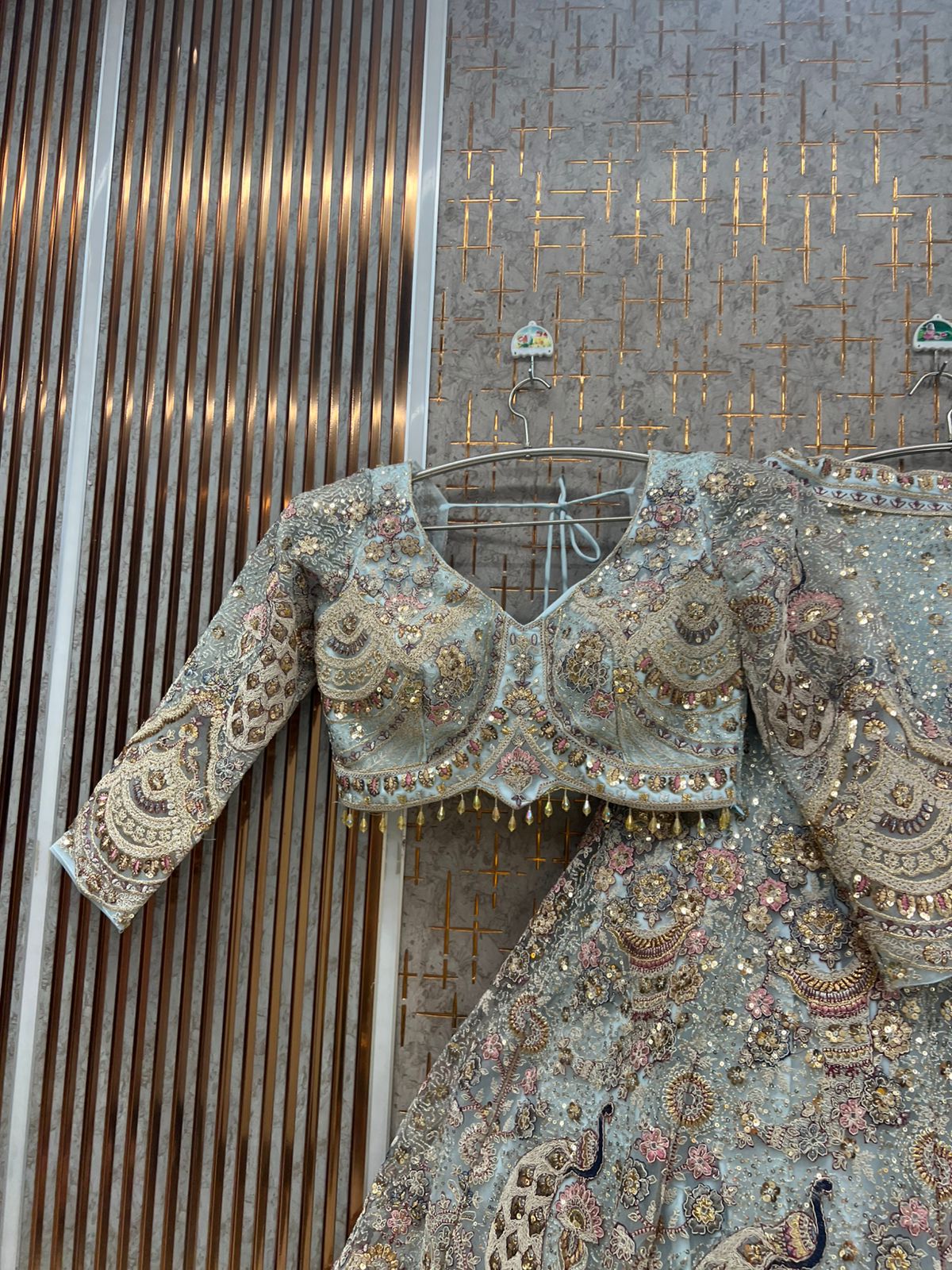 Blue peacock Crop top Lehenga