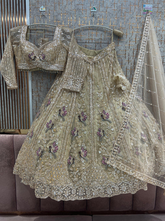 Pink Peacock crop top Lehenga