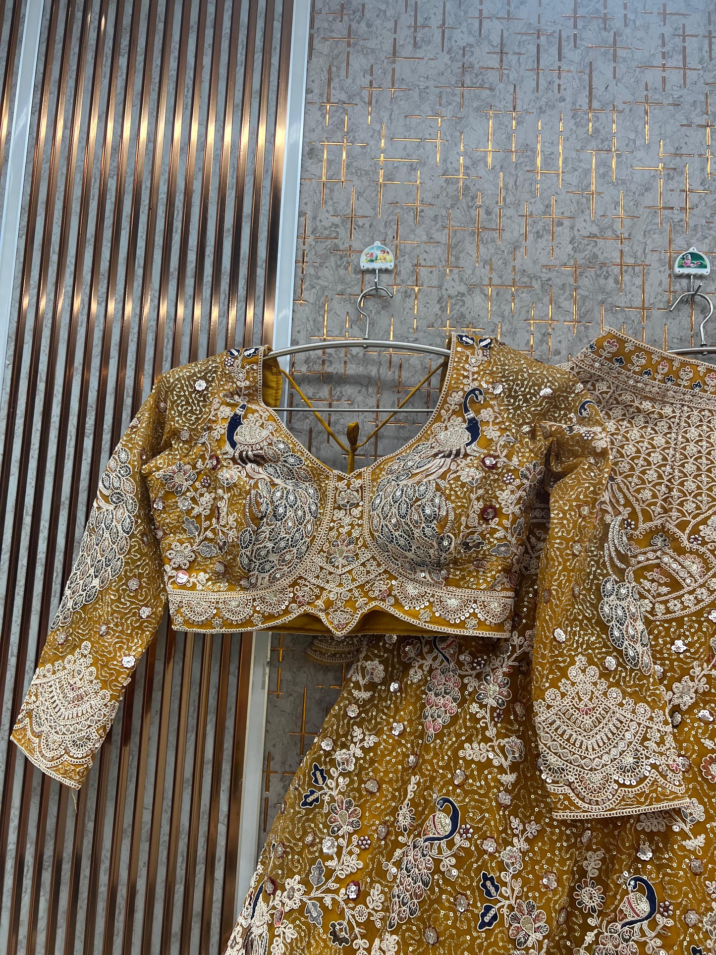 White peacock Crop Top Lehenga