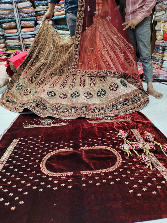 Extraordinary ivory maroon Lehenga