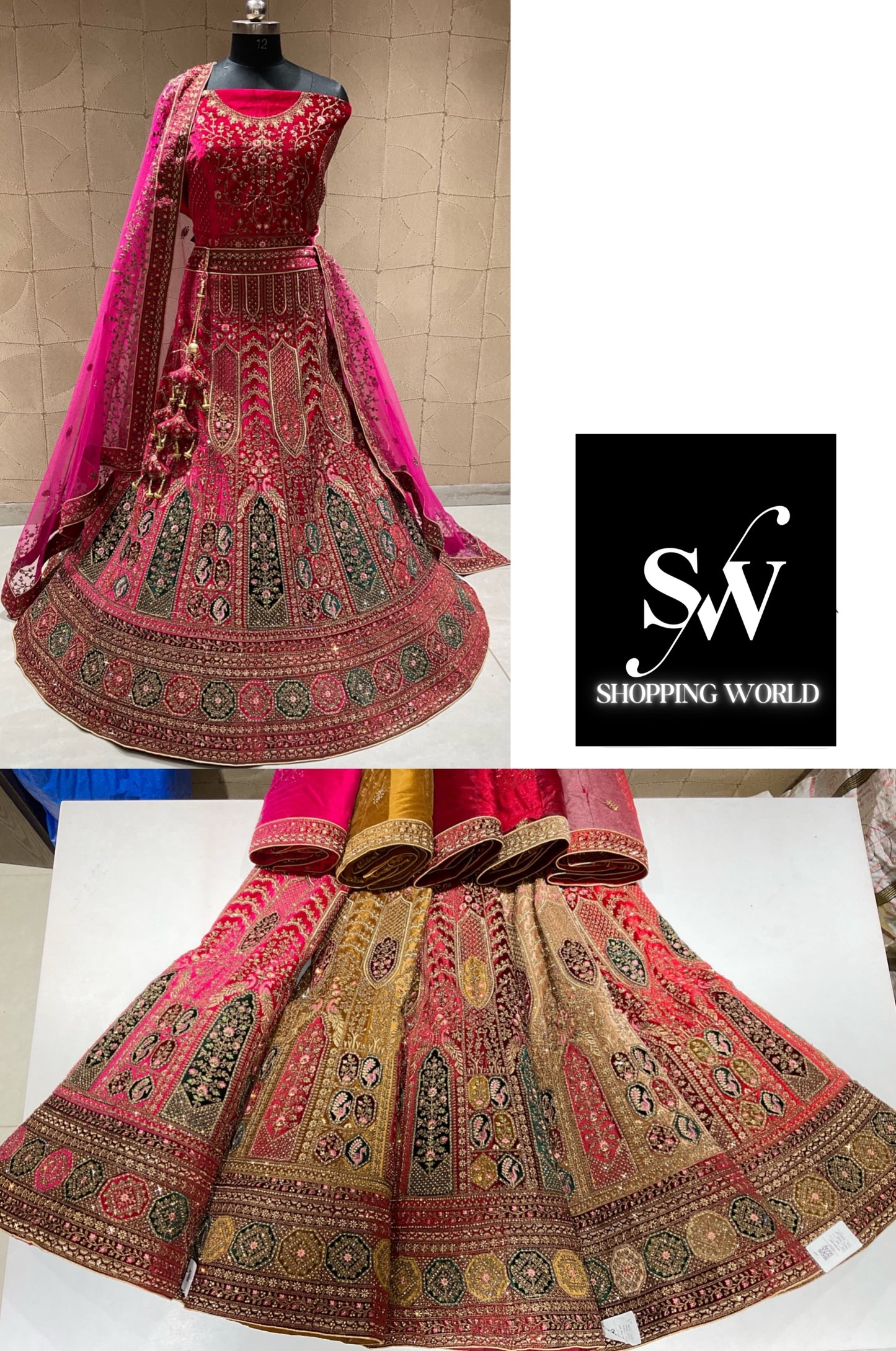 Good looking pink double duptta bridal lehenga