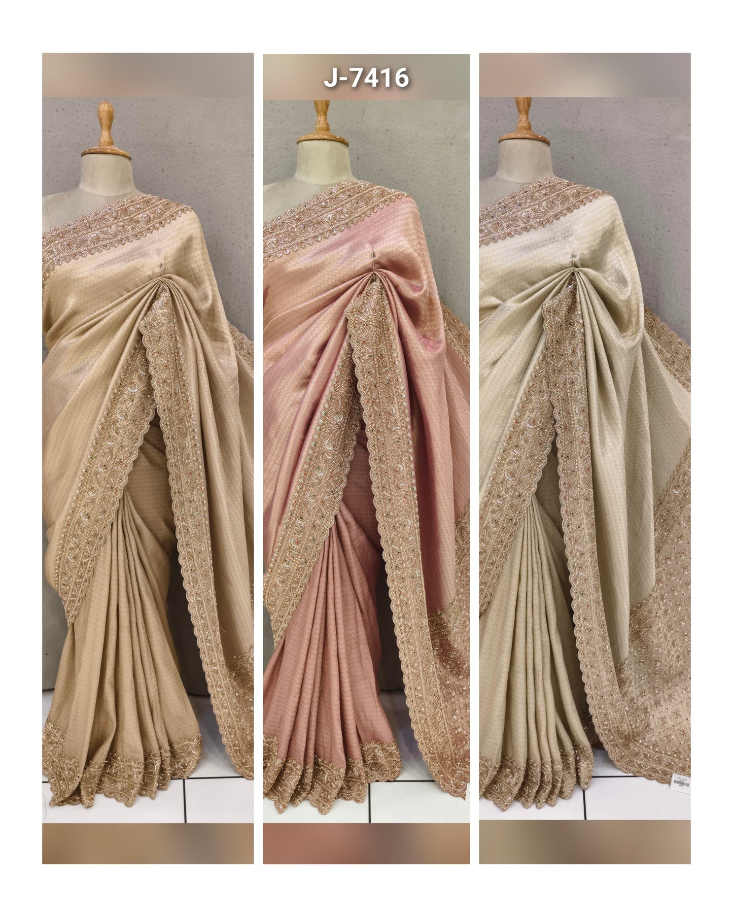 Golden Pink Cream Saree