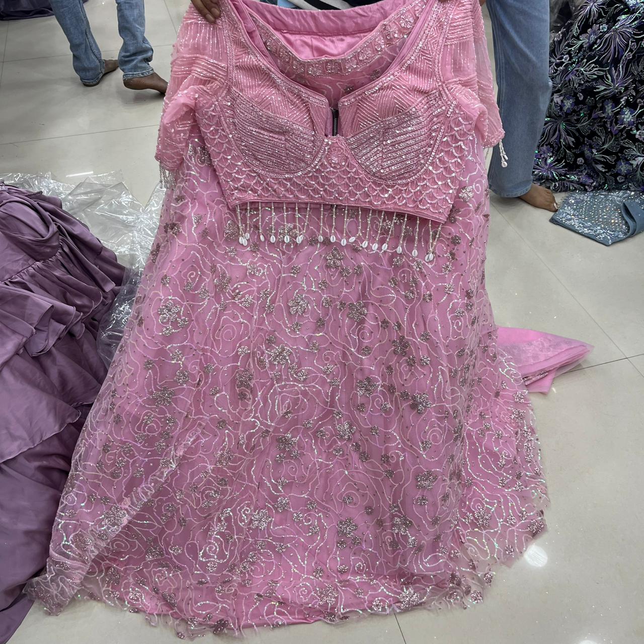 Pink Crop Top Lehenga