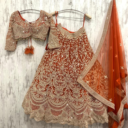 Awesome orange crop top Lehenga