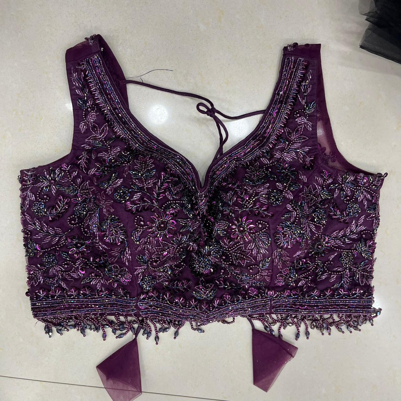 Maroon Crop Top Lehenga