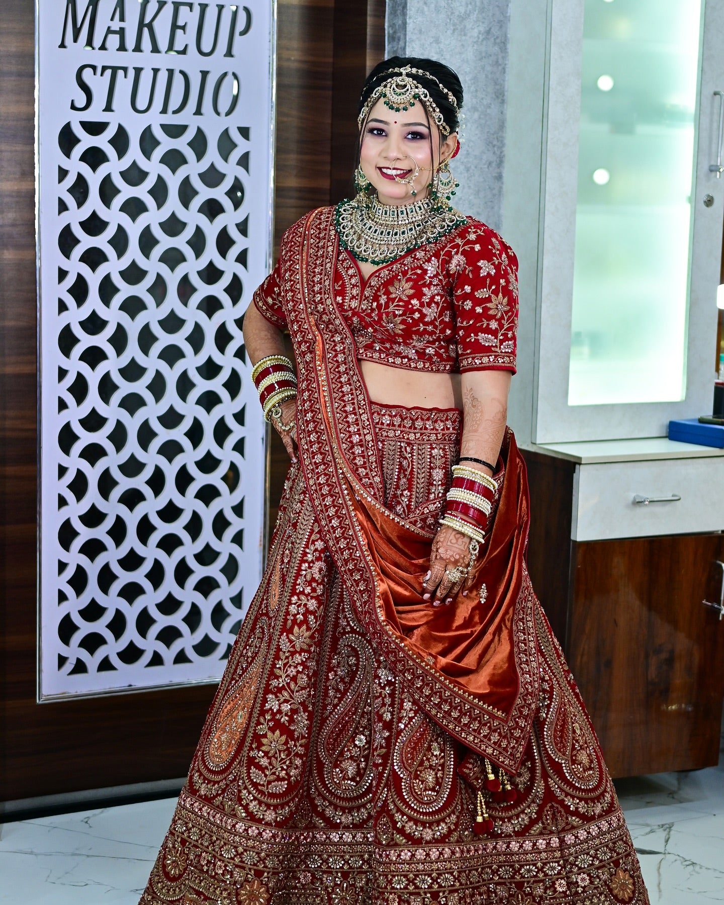 Eye catching maroon Handwork bridal lehenga happy customer)