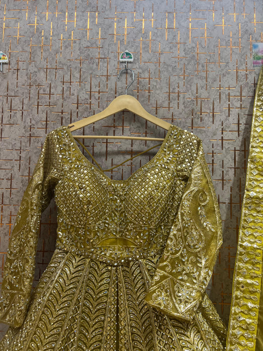 Yellow Haldi Mehendi Farshi garara muslim Bride Long Indo Dress