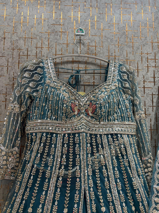 Blue long peplum Dress Farshi Gaharara Dress Special