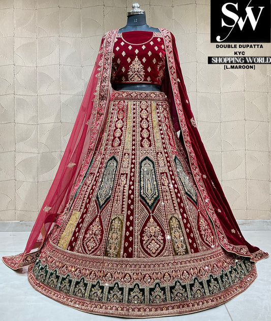 Fabulous double dupatta bridal Lehenga