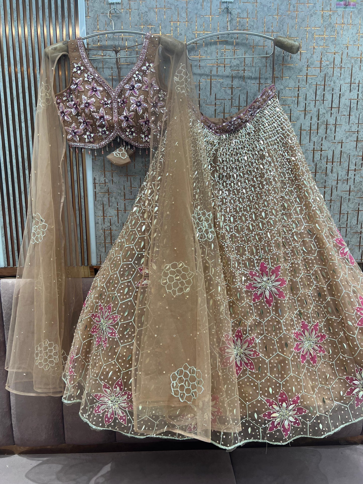 Peach Pdp Crop Top Lehenga - Shopping World