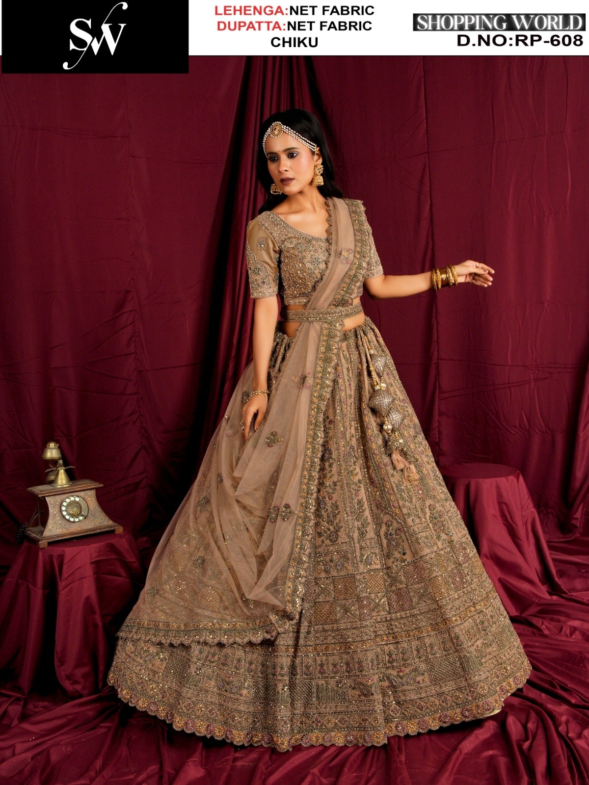 Astonishing Gajri Net Bridal Lehenga