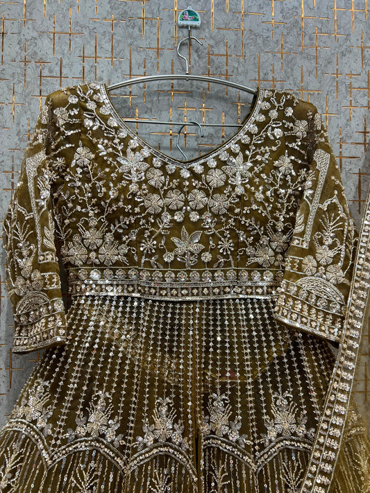 Gorgeous Mustard Farshi garara muslim Bride Special Dress