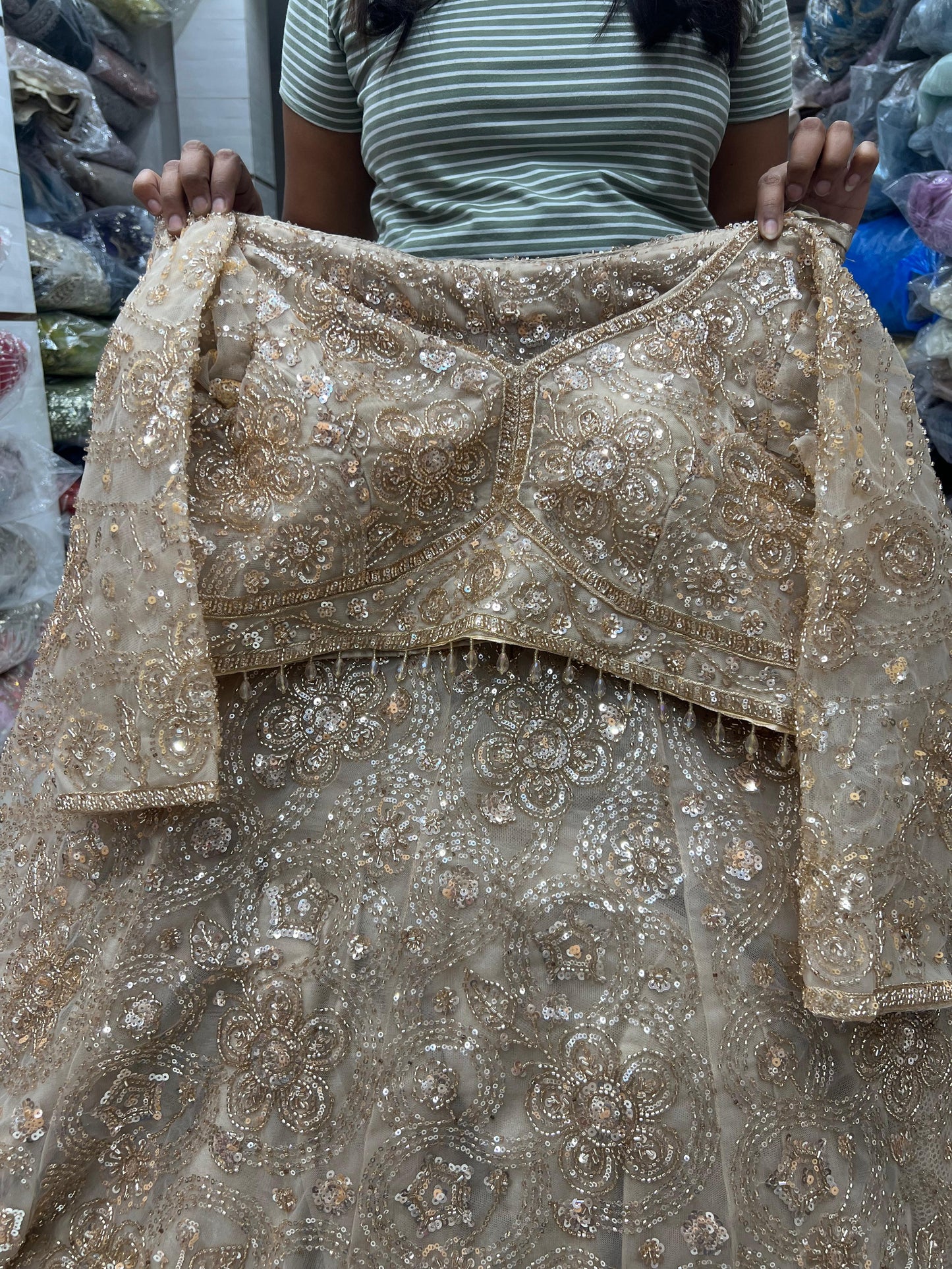 Sky Blue Crop Top Lehenga