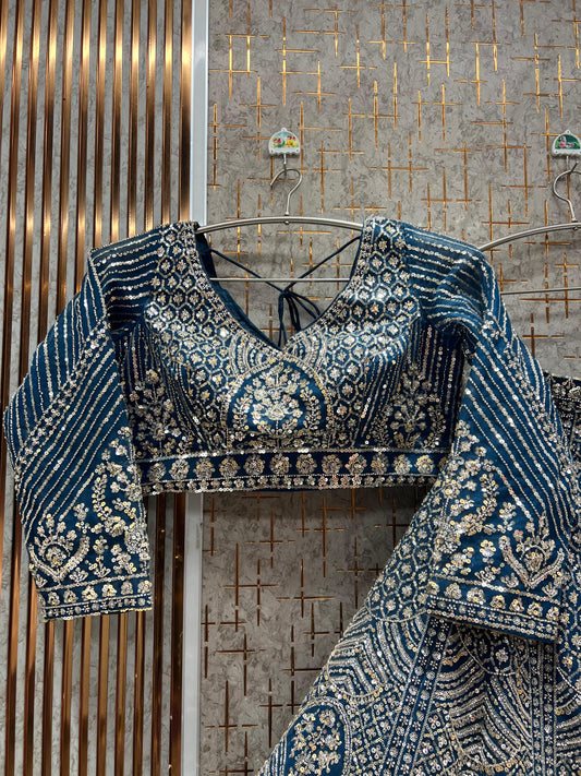 Tremendous Blue crop top Lehenga