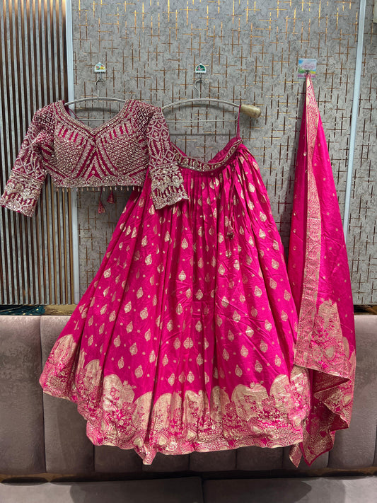 Rust Orange Crop Top Lehenga