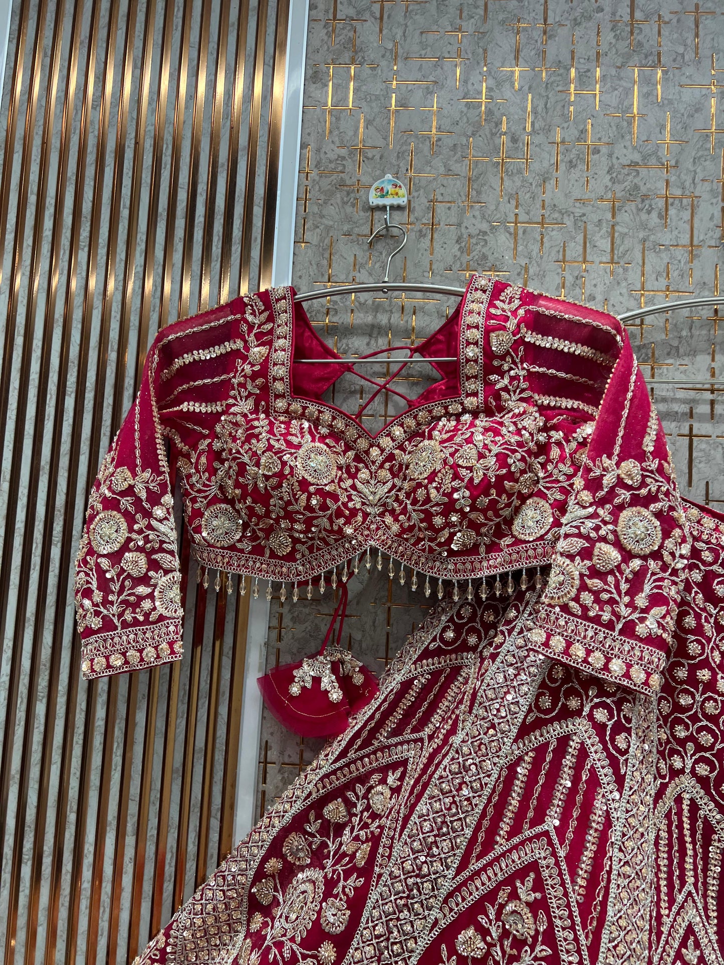 Beige Golden Crop Top Ready to wear Lehenga