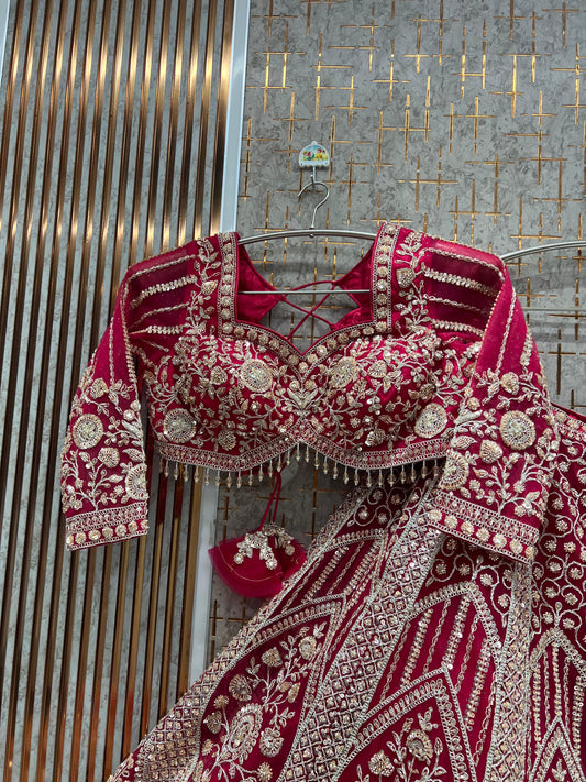 Hot pink Crop Top Ready to wear Lehenga