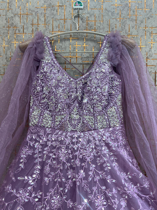 Purple Heavy Handwork Gown