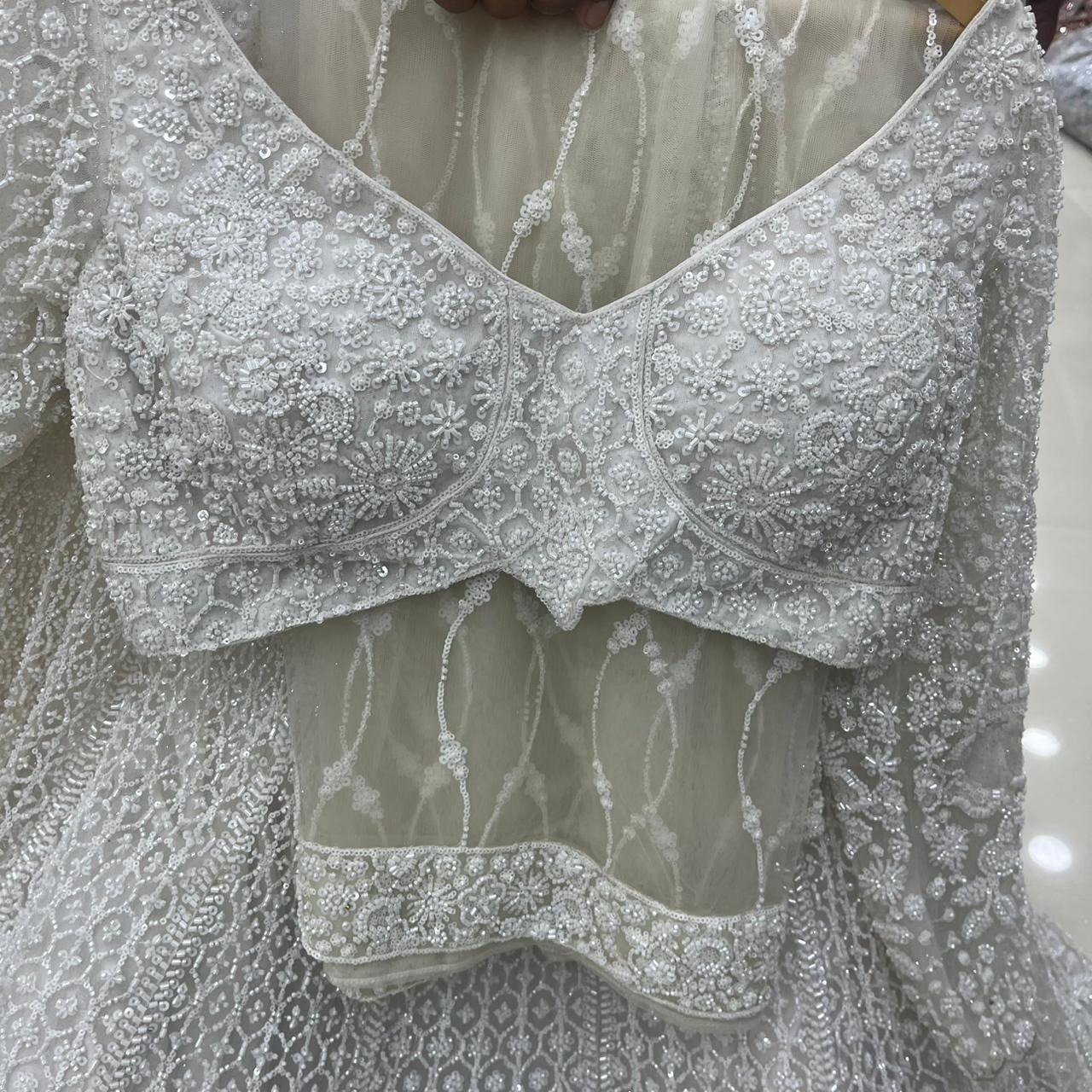White Crop Top Lehenga