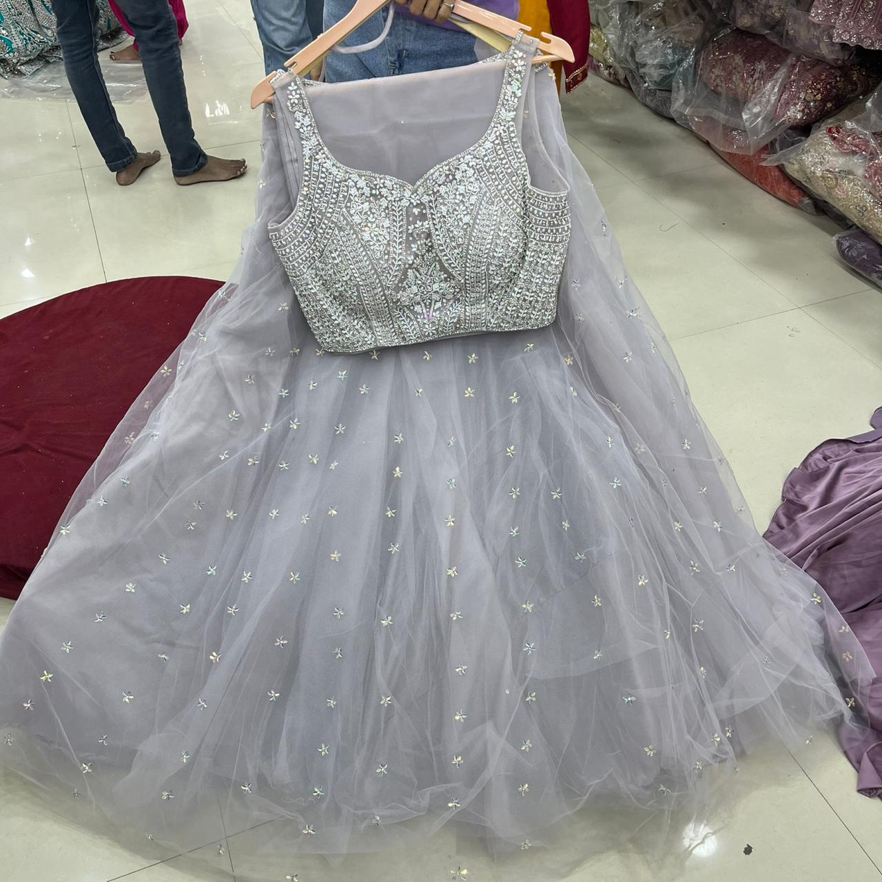 Lilac Lavender Crop Top Lehenga