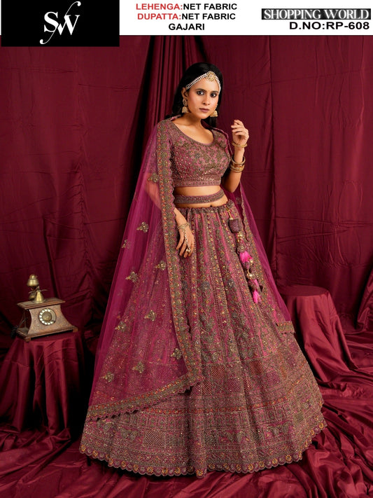 Attractive Chiku Net Bridal Lehenga