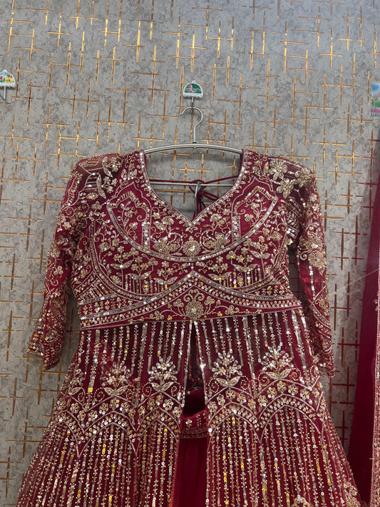 Red Farshi garara muslim Bride Long Indo Dress