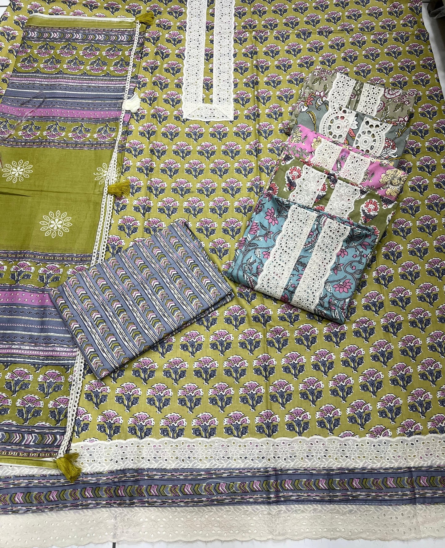 Pretty yellow salwar suit dress material(free size)