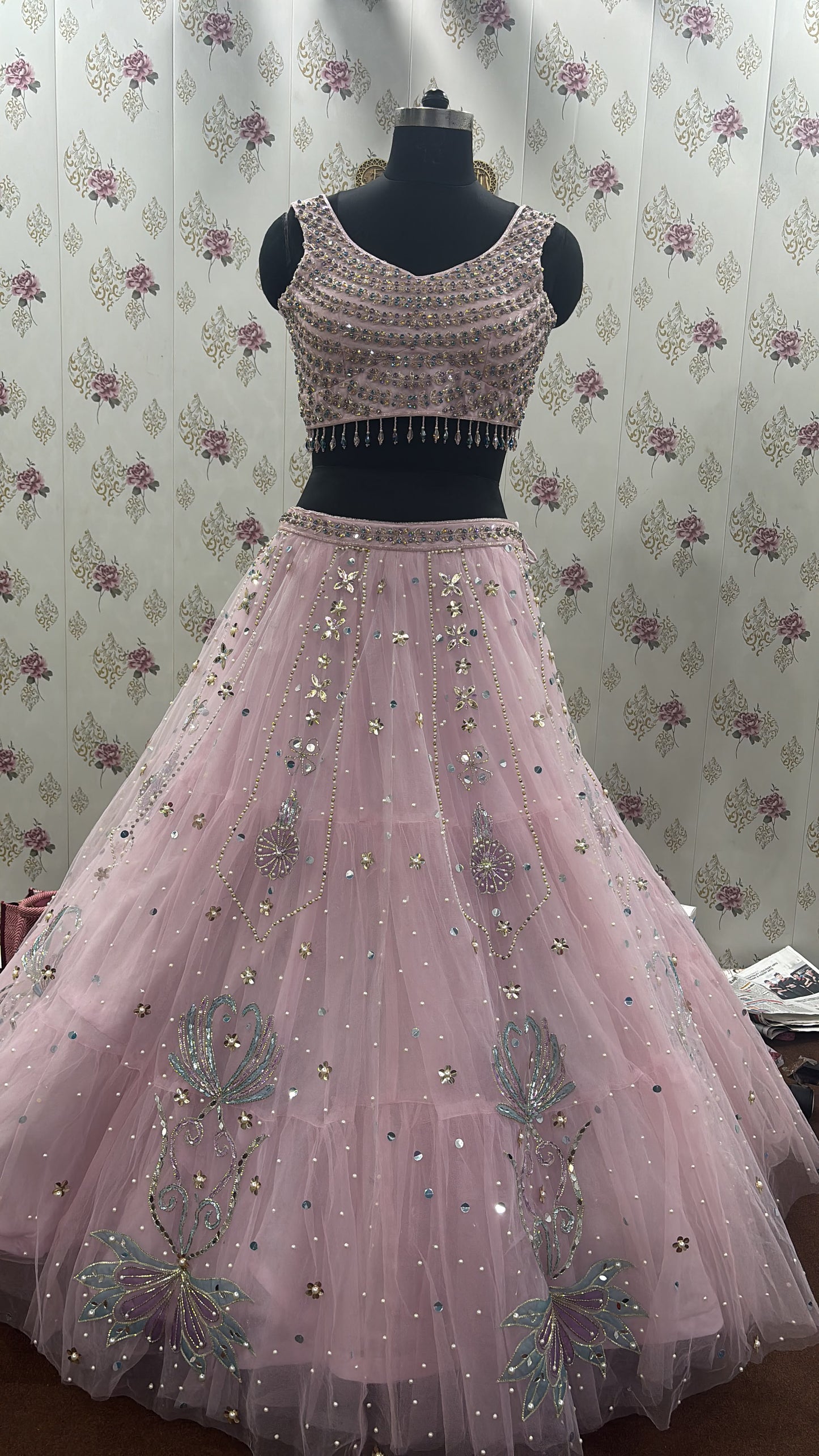 Pink Crop Top Lehenga