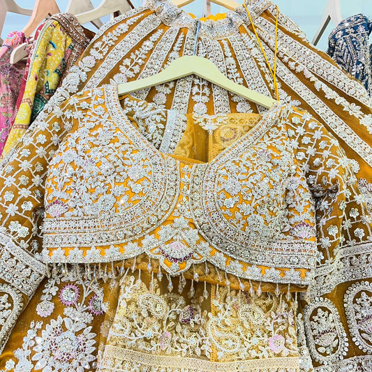 Mustard Crop Top Lehenga