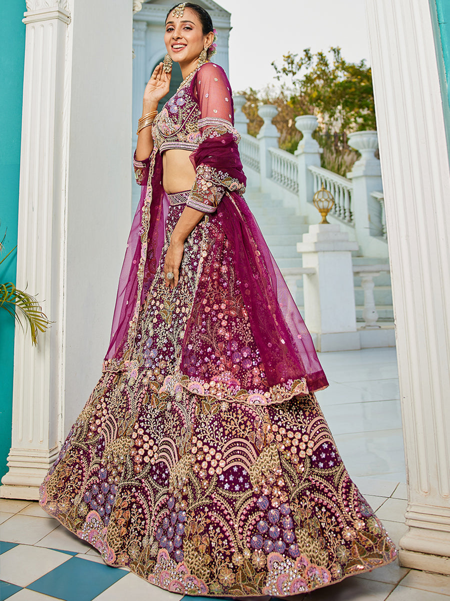 Designer purple Sequins work Lehenga Happy Customer