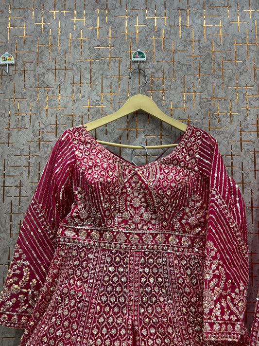 Fabulous Hot pink Farshi garara muslim Bride Special Dress