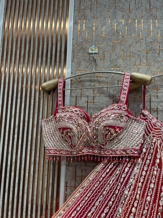 Hot pink Crop Top Lehenga - Shopping World