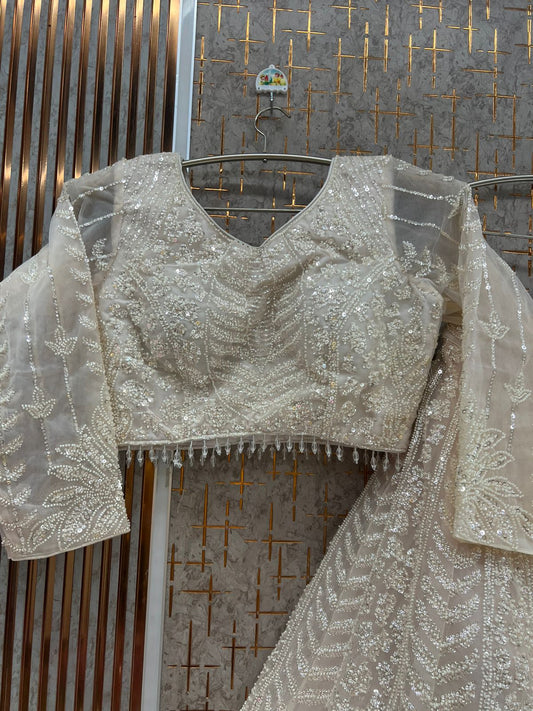 White Crop Top Lehenga