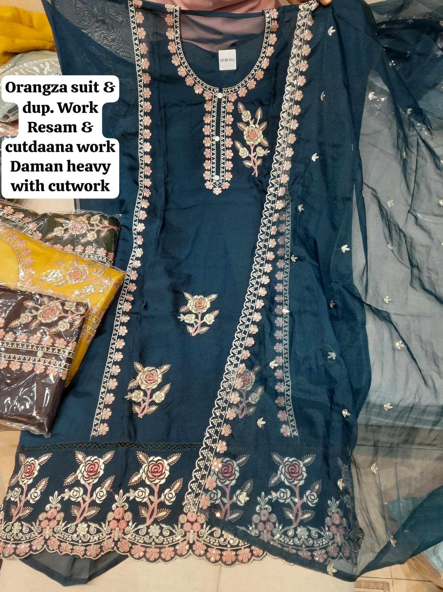 جميل أزرق أورجانزا للسيدات اللباس اللباس اللباس (الحجم المجاني)