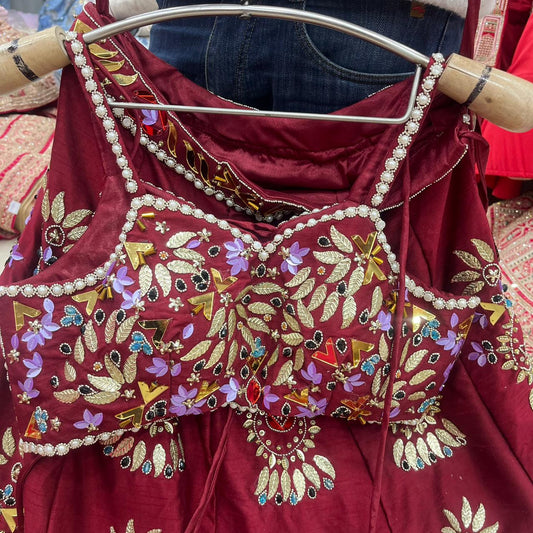 Fantastic Maroon Pdp crop Top Lehenga
