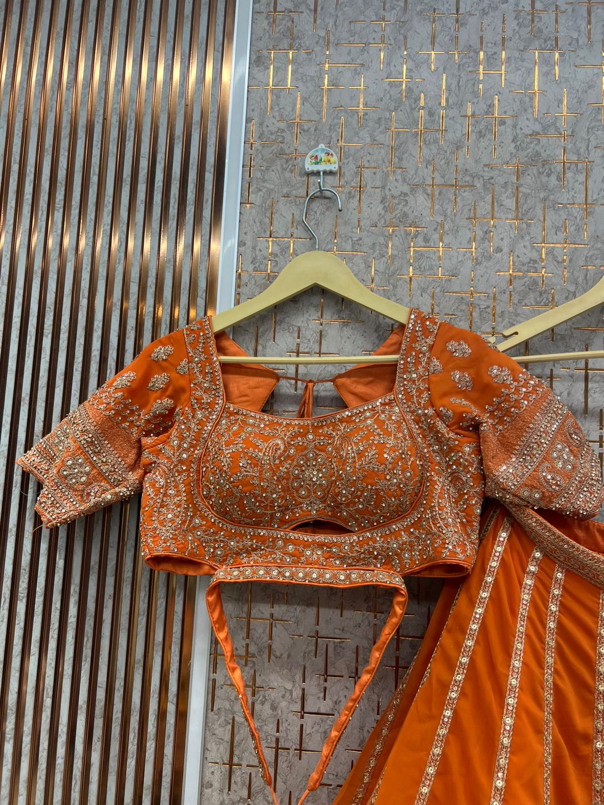 Rust Orange Ready to wear Crop top Lehenga