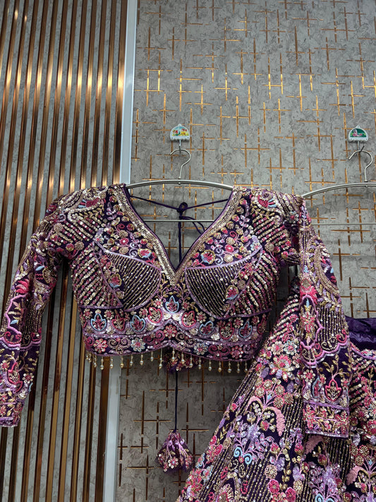 Purple Crop Top Ready to wear Lehenga