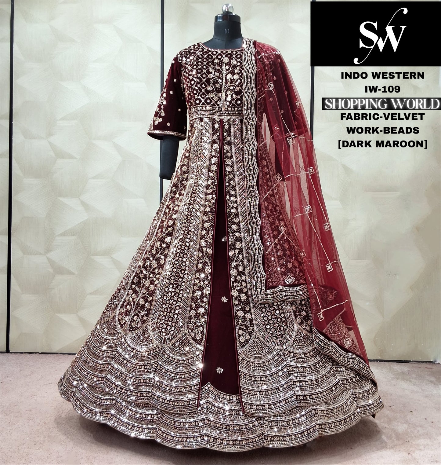 Maroon peplum long Dress Farshi Garara Dress Special
