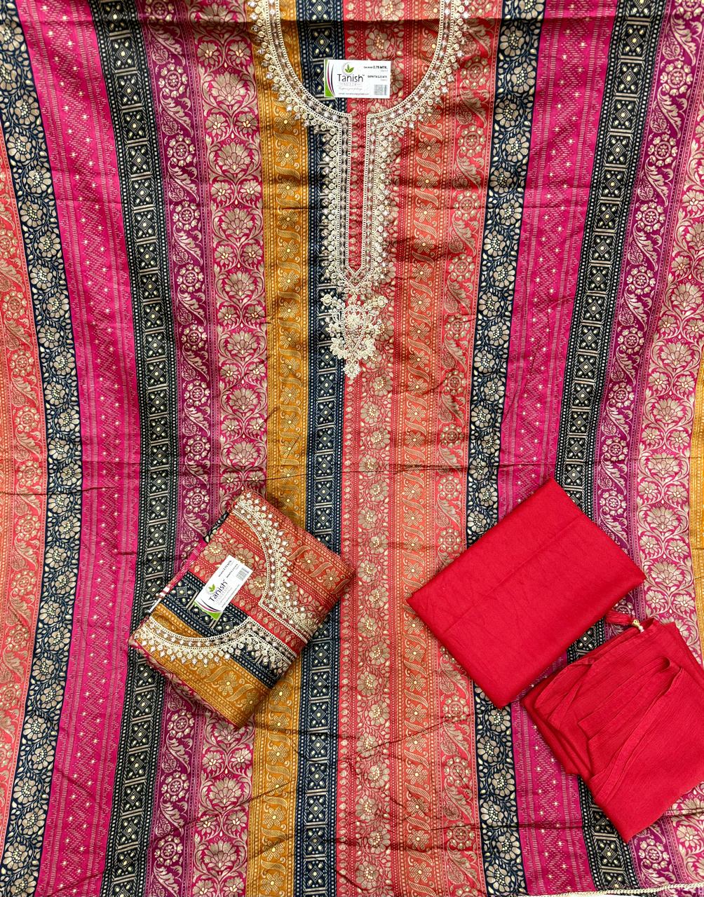 Designer pink salwar suit dress material(free size)