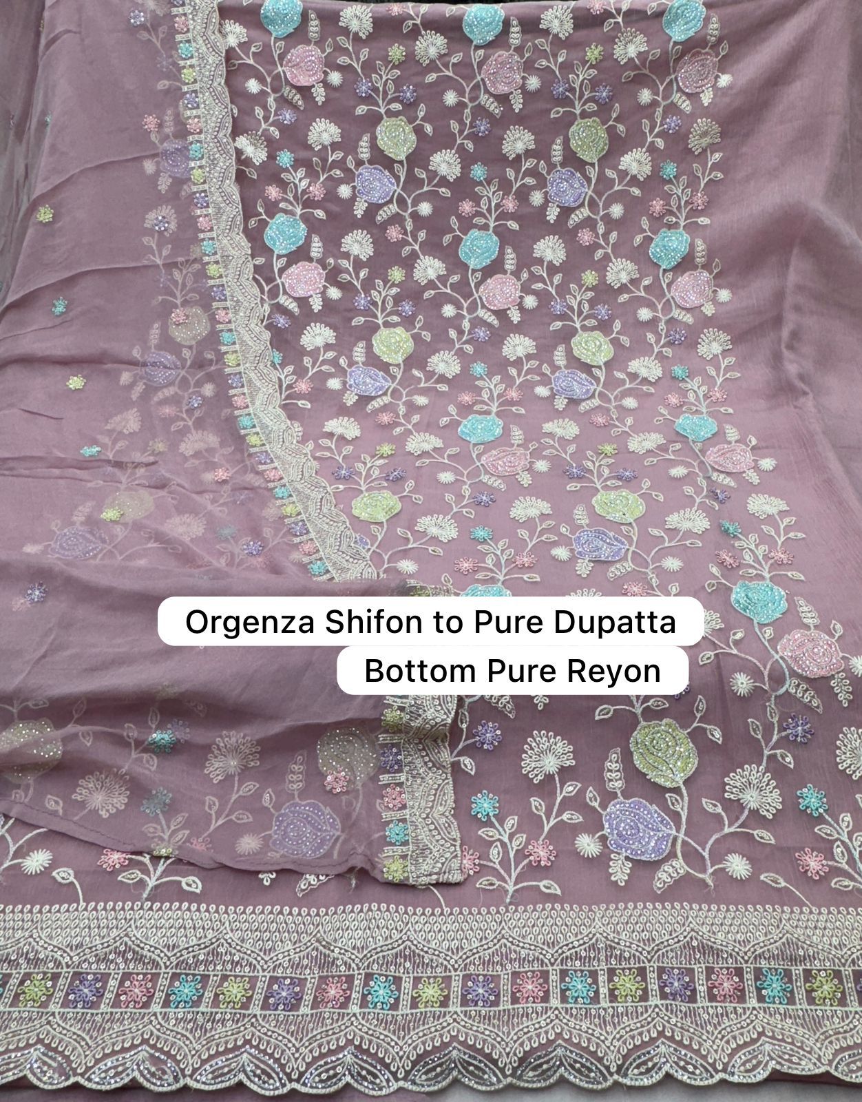 رائع لافندر أورجانزا شيفون للنساء غير المتقنة من سلوار مواد الثياب (الحجم المجاني)