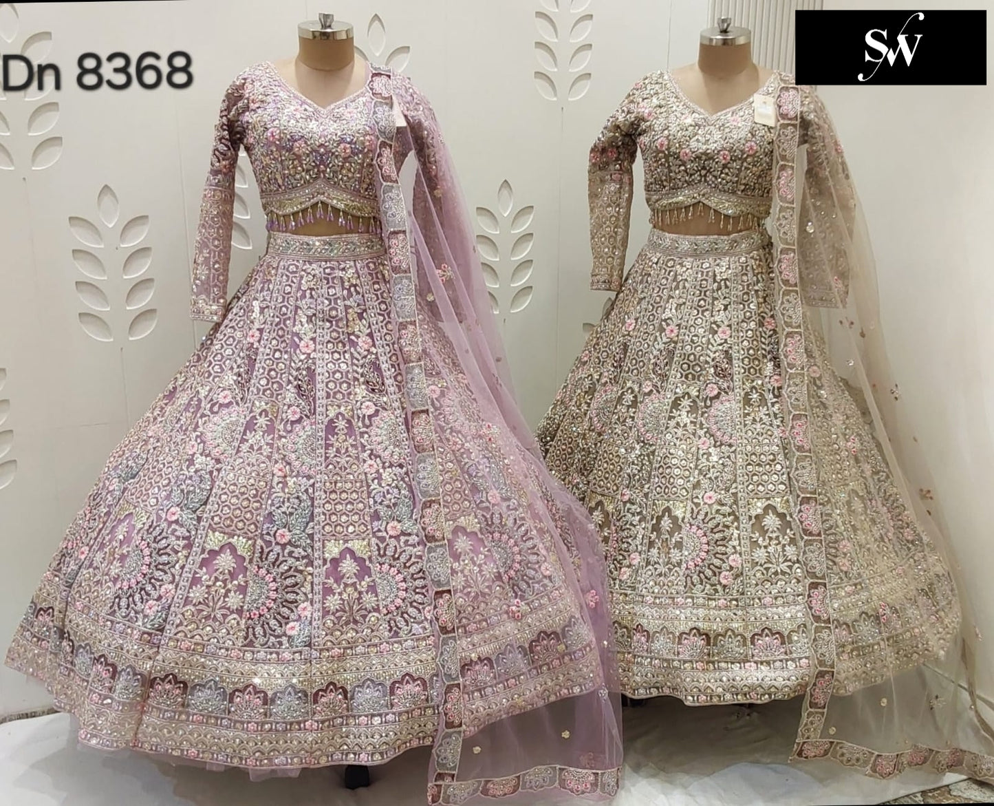Baby Pink Beige Golden Crop Top Lehenga