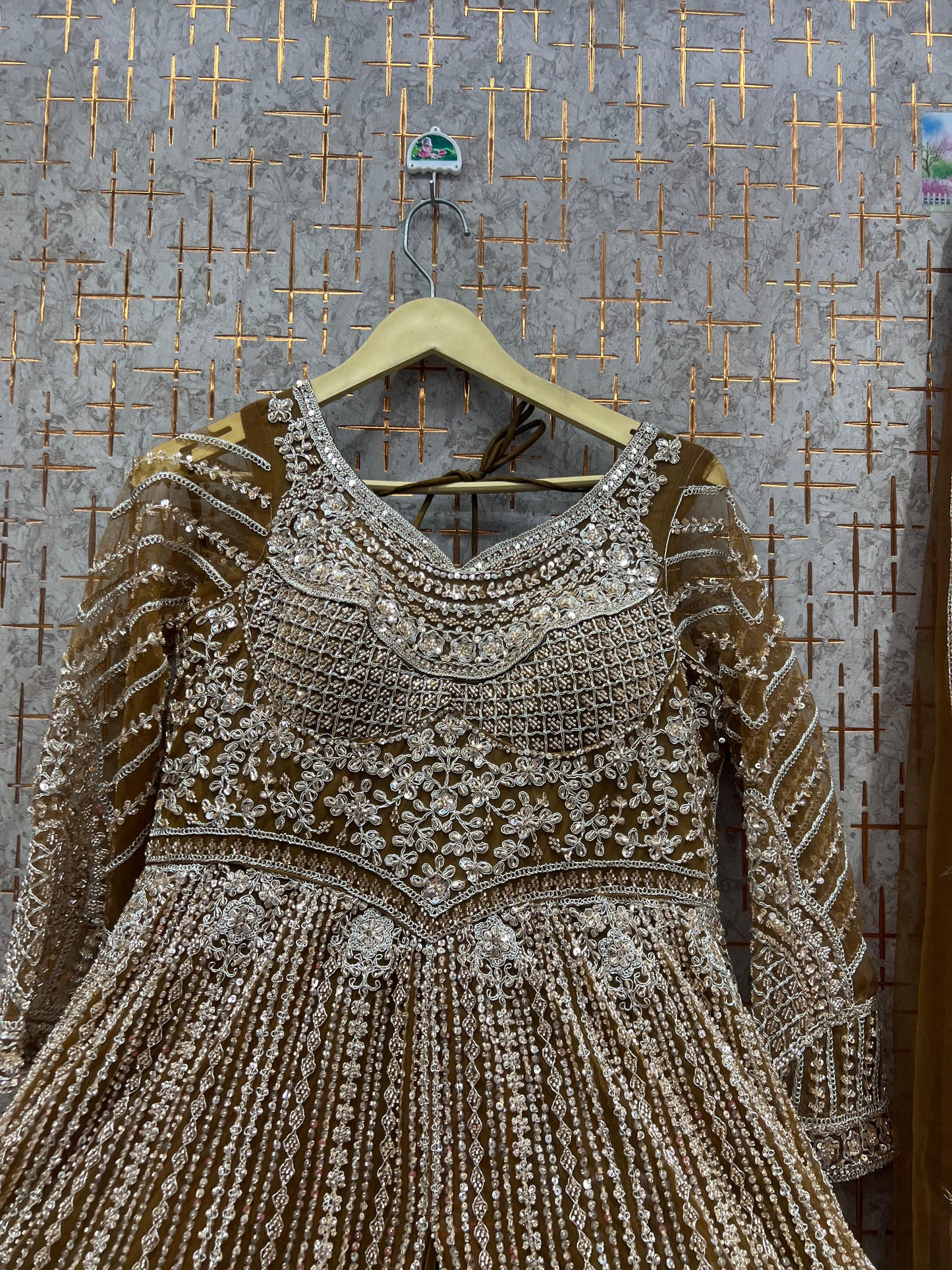 Majestic Rust Orange peplum long Dress Farshi Gaharara Dress Special