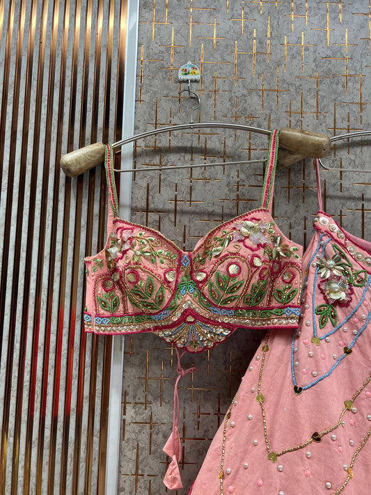 Pink pdp Crop Top Lehenga