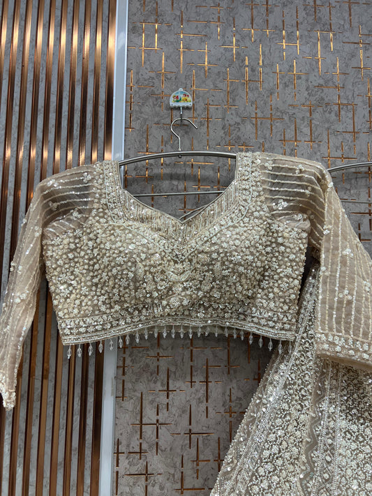 White Crop Top Lehenga