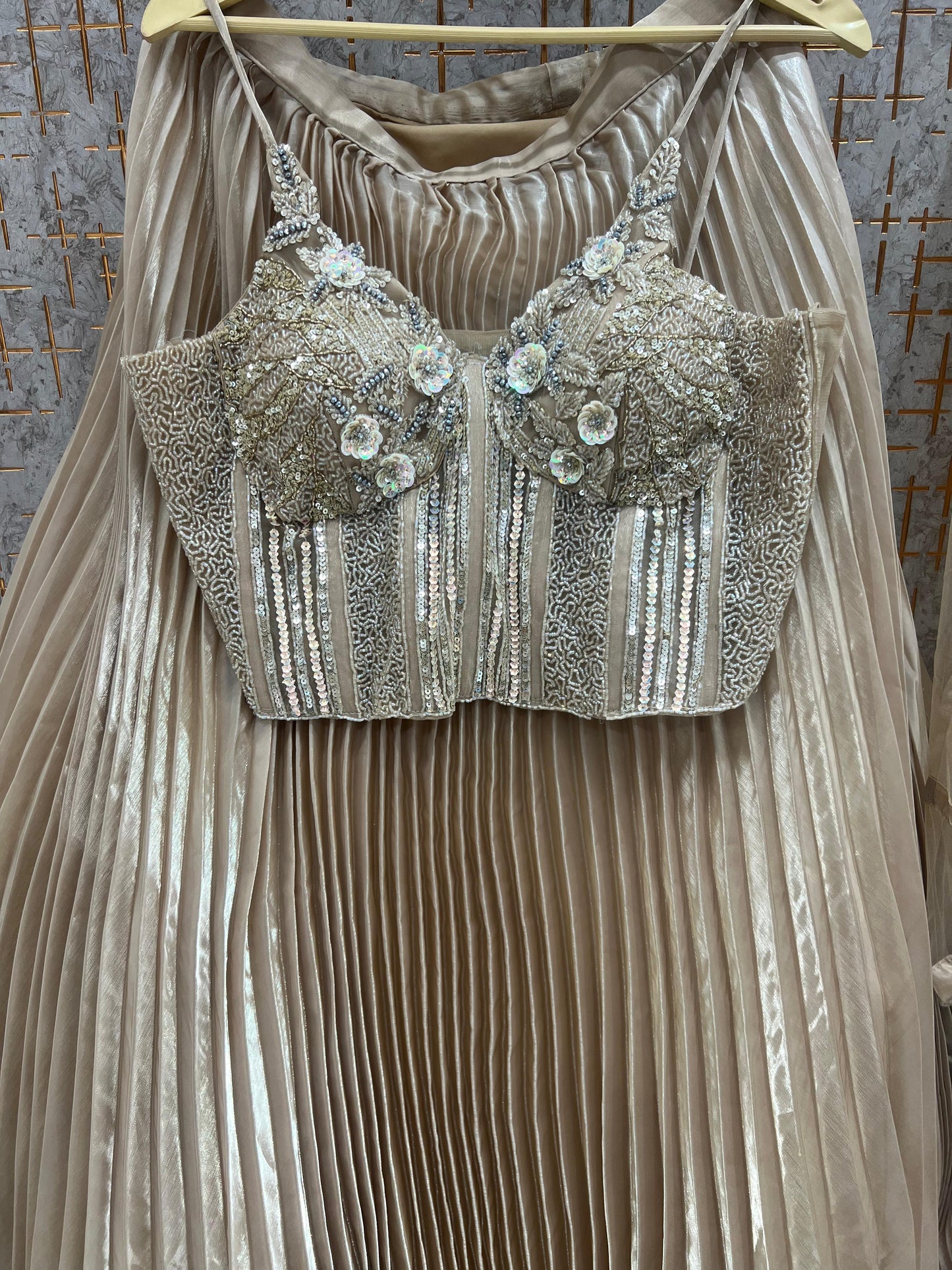 Golden Crop Top Lehenga - Shopping World