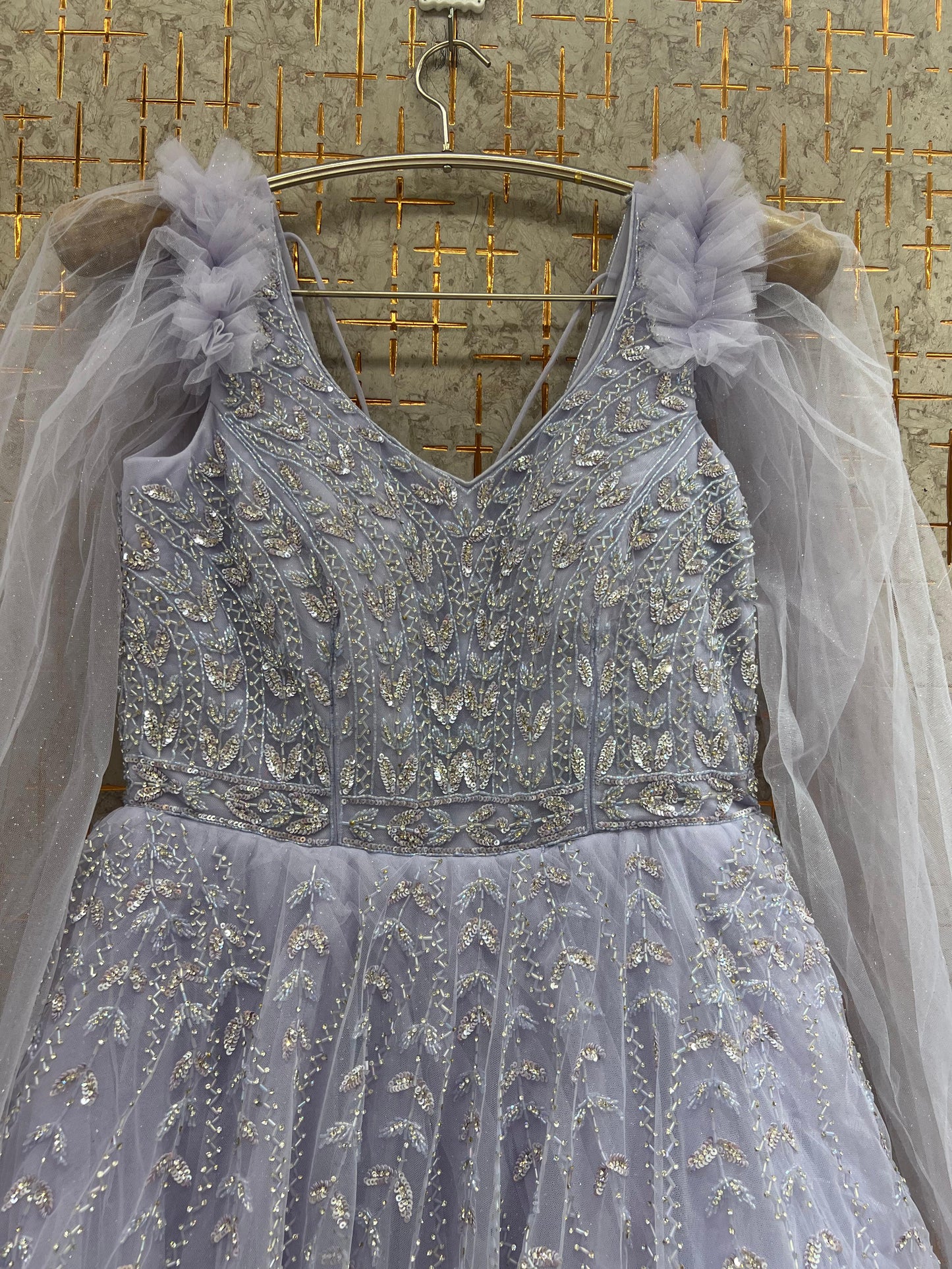Silver Grey Heavy Handwork Gown