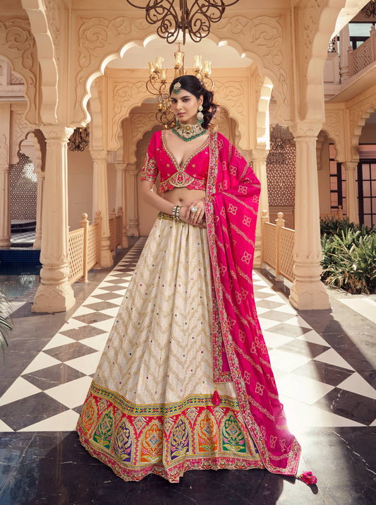 Engaging White pink Lehenga 1170