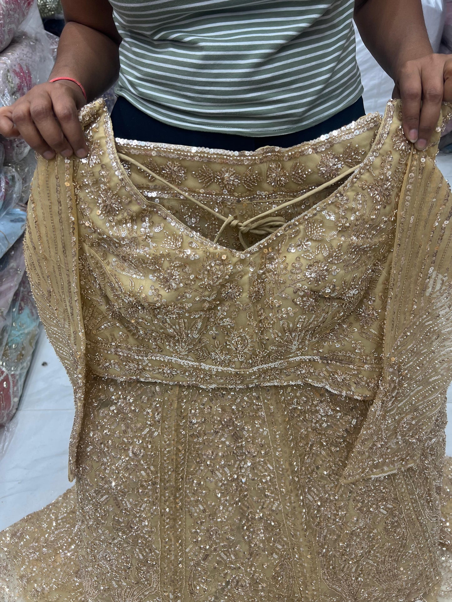 Brown Crop Top Lehenga