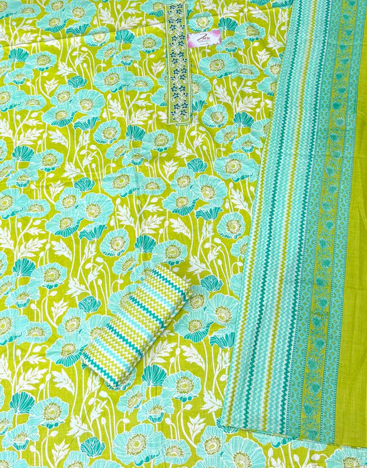 Elegant green suit dress material (free size)